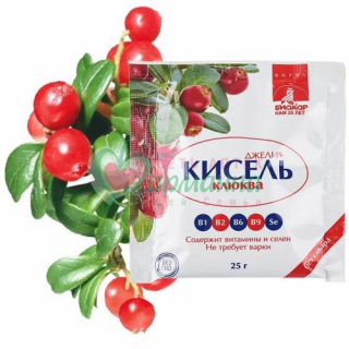 КИСЕЛЬ ДЖЕЛИ ПЛЮС КЛЮКВА 25Г. /БИОКОР/