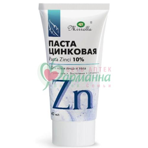 МИРРОЛЛА ЦИНКОВАЯ  ПАСТА 10% 40МЛ Д/ЛИЦА И ТЕЛА  [MIRROLLA]