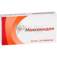 МОКСОНИДИН ТАБ. П/П/О 0.4МГ №14