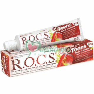 РОКС ТИНС ЗУБ. ПАСТА 74Г КОЛА+ЛИМОН 8-18ЛЕТ  [ROCS TEENS]