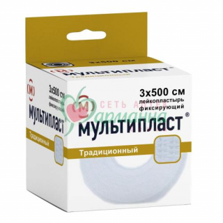 МУЛЬТИПЛАСТ ЛЕЙКОПЛАСТЫРЬ ФИКСИР. 3Х500СМ ТРАДИЦ. ТКАН.