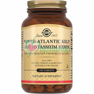 СОЛГАР ЙОД И ЙОДИДА КАЛИЯ  ТАБ. 385МГ №250 ИЗ БУРЫХ ВОДОРОСЛЕЙ  [SOLGAR]