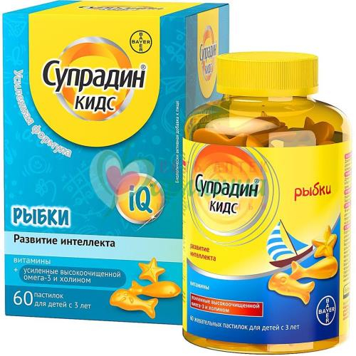СУПРАДИН КИДС ПАСТИЛКИ ЖЕВАТ. №60 РЫБКИ РАЗВИТИЕ ИНТЕЛЛЕКТА