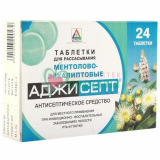 АДЖИСЕПТ ТАБ. Д/РАССАС. №24 МЕНТОЛ+ЭВКАЛИПТ